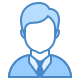 Blue portrait of a person in work clothes icon