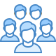Blue icon of a group of people